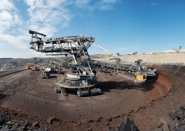 Mining machine at a mining site