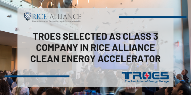 TROES Selected as Class 3 Company in Rice Alliance Clean Energy Accelerator
